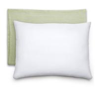 Comfy Cubs Toddler Pillow with Muslin Pillowcase, 33 cm x 46 cm - Travel & Sleep Support for Kids - Lightweight, Breathable Microfiber Fill - Soft & Cosy Baby Pillow Designed in the US - Sage
