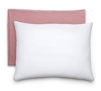 Comfy Cubs Toddler Pillow with Muslin Pillowcase, 33 cm x 46 cm - Travel & Sleep Support for Kids - Lightweight, Breathable Microfiber Fill - Soft & Cosy Baby Pillow Designed in the US - Mauve