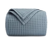 Comfy Cubs Waffle Blanket Queen, 229 cm x 229 cm - Lightweight & Breathable, 100% Cotton Blanket - Soft Waffle Weave for All Seasons - Luxurious & Cozy Layer for Couch, Sofa, or Bed - Pacific Blue