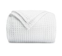 Comfy Cubs Waffle Blanket Throw, 127 cm x 152 cm - Lightweight & Breathable, 100% Cotton Blanket - Soft Waffle Weave for All Seasons - Luxurious & Cozy Layer for Couch, Sofa, or Bed - White
