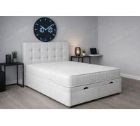 Comfy Deluxe 2Ft6 Small Single White Plush Cube Ottoman Lift Open Storage Bed Set Headboard With Mattress