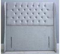 Comfy Deluxe 4Ft 54Inch Black Plush Floorstanding Chesterfield Curved Wing Beading Headboard