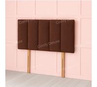 Comfy Deluxe Brown Teddy Boucle 5 Panel Fabric 4Ft6 Double Headboard 20Inch