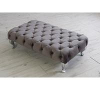 Comfy Deluxe Chesterfield Footstool Mink Plush