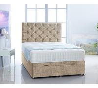 Comfy Deluxe Cream Naples Foot Lift Ottoman Bed With Memory Spring Mattress And Studded Headboard 4.0Ft Small Double