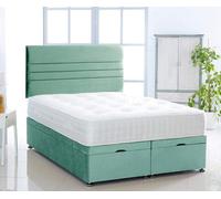 Comfy Deluxe Duck Egg Plush Foot Lift Ottoman Bed With Memory Spring Mattress And Horizontal Headboard 4.0Ft Small Double