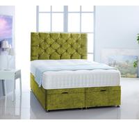 Comfy Deluxe Green Naples Foot Lift Ottoman Bed With Memory Spring Mattress And Headboard 4.0Ft Small Double