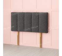 Comfy Deluxe Grey Teddy Boucle 5 Panel Fabric 4Ft Small Double Headboard 26Inch