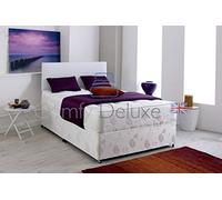 Comfy Deluxe LTD Hilton Divan Bed Set - 4FT Small Double, White | Faux Leather Bed Frame with 20 Inch Headboard | Quilted Orthopaedic Mattress Included | 2 Same Side Storage Drawers | UK Made