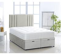 Comfy Deluxe LTD OTTOMAN BED FOOT LIFT PLUSH VELVET BASE | 1000 POCKET MEMORY MATTRESS | SAVANNAH HEADBOARD (SILVER, 6FT SUPER KING-SIZE)