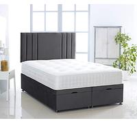 Comfy Deluxe LTD OTTOMAN BED FOOT LIFT PLUSH VELVET BASE | 1000 POCKET MEMORY MATTRESS | SAVANNAH HEADBOARD (BLACK, 4FT6 DOUBLE)