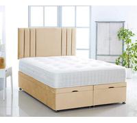 Comfy Deluxe Mink Plush Foot Lift Ottoman Bed With Memory Spring Mattress And Vertical Headboard 6.0 Ft Super King