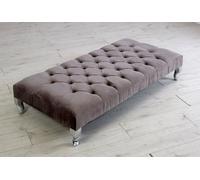 Comfy Deluxe Mink Plush Velvet Chesterfield Footstool With Fabric Buttons