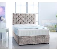 Comfy Deluxe Silver Naples Foot Lift Ottoman Bed With Memory Spring Mattress And Headboard 6.0 Ft Super King