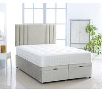 Comfy Deluxe Silver Plush Foot Lift Ottoman Bed With Memory Spring Mattress And Headboard 6.0 Ft Super King