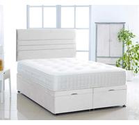 Comfy Deluxe White Plush Foot Lift Ottoman Bed With Memory Spring Mattress And Horizontal Headboard 2Ft6 Small Single