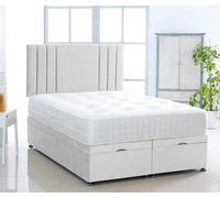 Comfy Deluxe White Plush Foot Lift Ottoman Bed With Memory Spring Mattress And Vertical Headboard 2Ft6 Small Single