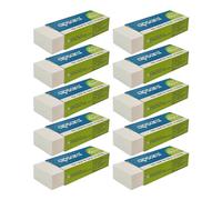 Comfy Erasers, White, Pack of 10, Large, Soft Rubber Pencil Erasers Multipack, Perfect for School Office Home Everyday Use, iZOFAX Black Ball Pen