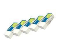 Comfy Erasers, White, Pack of 5, Medium, Soft Rubber Pencil Erasers Multipack, Perfect for School Office Home Everyday Use, iZOFAX Black Ball Pen