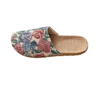 Comfy Flat Sandals for Women Summer Sandals Women's Woven Slide Slippers Breathable Linen House Slippers With Non Rubber Sole Black Sandal Heels Womens Walking Size 5 (Red,4.5)