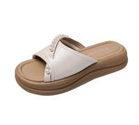 Comfy Flat Sandals for Women Womens Sandals Size 7 Outer Wear Fashion 2026 New Thick Bottom Round Head Female Slippers Sliders Womens Black Glitter Slippers Size 10 UK (White,35)