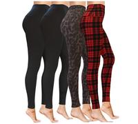 COMFY FOREVER Buttery Soft Leggings for Women with Pockets Black Leggings Women Tummy Control, 1 Vakko - 1 Red Plaid - 2 Black, Small / Medium