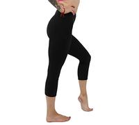 COMFY FOREVER Capries for Women W/5' High Waist Tummy Control Capries, Black Capri, Large-X-Large