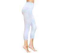 COMFY FOREVER Everyday Leggings for Women High Waist Tummy Control Ankle Length Sports Yoga Pants, White Capri, Large-X-Large