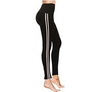 COMFY FOREVER Printed Leggings for Women High Waist Tummy Control Gym Yoga Pants Active Leggings for Women, White Stripe, Large-X-Large