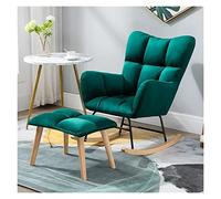 Comfy Green Velvet Rocking Accent Chair with Ottoman Upholstered Glider Armchair for Nursery High Backrest & Armrests Perfect Side Chair for Relaxation