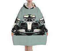Comfy Hooded Blanket for Men & Women, Race Car Pattern Warm Flannel Oversized Hoodie with Pocket, Perfect Winter Loungewear Gift