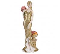 Comfy Hour 13 Inch Victorian Lady Figurine, Glamour Elegance Decor | Shabby Chic Vintage Women Figurine, Gold Polyresin, Flowers, Home Or Office Display, Gift For Collectors