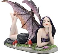 Comfy Hour Fairyland Collection 6” Dark Fairy Witch Spirit Forest Lying On Grassland Figurine, Home Decoration and Collectibles, Polyresin