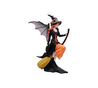 Comfy Hour Fairyland Collection 8” Dark Fairy Witch Riding On Magic Broom Figurine, Halloween Theme Gift, Home Decoration and Collectibles, Polyresin