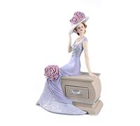 Comfy Hour Glamour Elegance Victorian Style Lady Collection Peony Flower Lady Sitting On Dresser Chair Resin Collectible Figurine,11-inch Height, Pink & Light Purple
