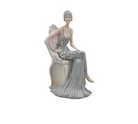 Comfy Hour Lady Sitting On Chair Resin Art Figurine, Elegance Lady Collection, Glamour Elegance Victorian Style, 9-inch Height