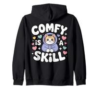 Comfy Is a Skill Cute Cat Cozy Zip Hoodie