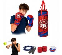 Comfy Kids Punching Bag Kit with Boxing Gloves - Junior MMA, Muay Thai & Karate Training Set, Hanging Punch Bag for Boys & Girls (Red/Blue, With Gloves size 6oz)