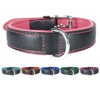 Comfy Leather Dog Collar Padded And lined with SOFT Leather: (22" Collar- Will Fit 16" to 20" (1" Wide).)