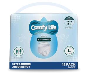 Comfy Life Premium Adult Incontinence Pull Up Diaper Pants 12 Pack High Absorbency (Large)