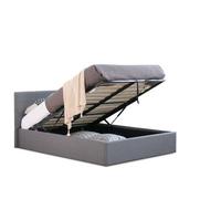 Comfy Living 3Ft Chanel Linen Fabric Storage Ottoman Bed Grey