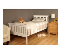 Comfy Living 3ft Single Atlantis Style Wooden Pine Bed Frame in White with Kerri Mattress