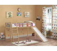 Comfy Living 3Ft Wooden Mid Sleeper In Natural With Slide