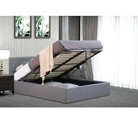 Comfy Living 4Ft6 Chanel Linen Fabric Storage Ottoman Bed Grey