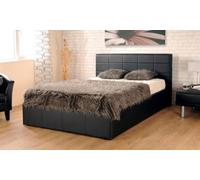Comfy Living 5Ft Chanel Faux Leather Ottoman Storage Bed Black