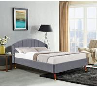 Comfy Living Athens Winged Plush Velvet Fabric Bed Frame - A Luxurious and Sophisticated Statement Piece for Your Bedroom - Grey - Double