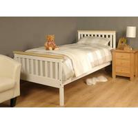 Comfy Living Atlantis Wooden Bed Frame - A Classic and Timeless Addition to Your Bedroom Decor - White with Caramel Bar - King