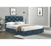 Comfy Living Auckland Plush Velvet Bed Frame - A Plush and Elegant Centerpiece for Your Bedroom - Duck Egg Blue - Double