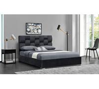 Comfy Living Auckland Plush Velvet Bed Frame - A Plush and Elegant Centerpiece for Your Bedroom - Grey - Double