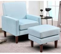 Comfy Living Bella Plush Velvet Chair with Footstool - A Luxurious and Comfortable Addition to Your Living Space - Teal
